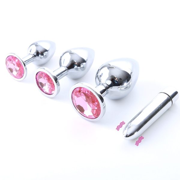 Pink Jewelled Butt Plug & vibrator Set