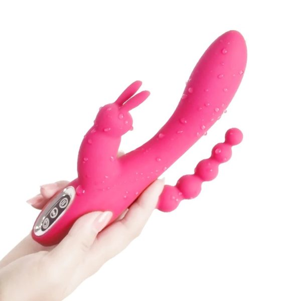 Triple Play Pleasure Rabbit - rose